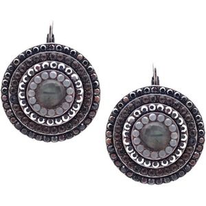 Mariana French Silk Silver Earrings Black Grey Mix Round Crystal Pave M126 NWT